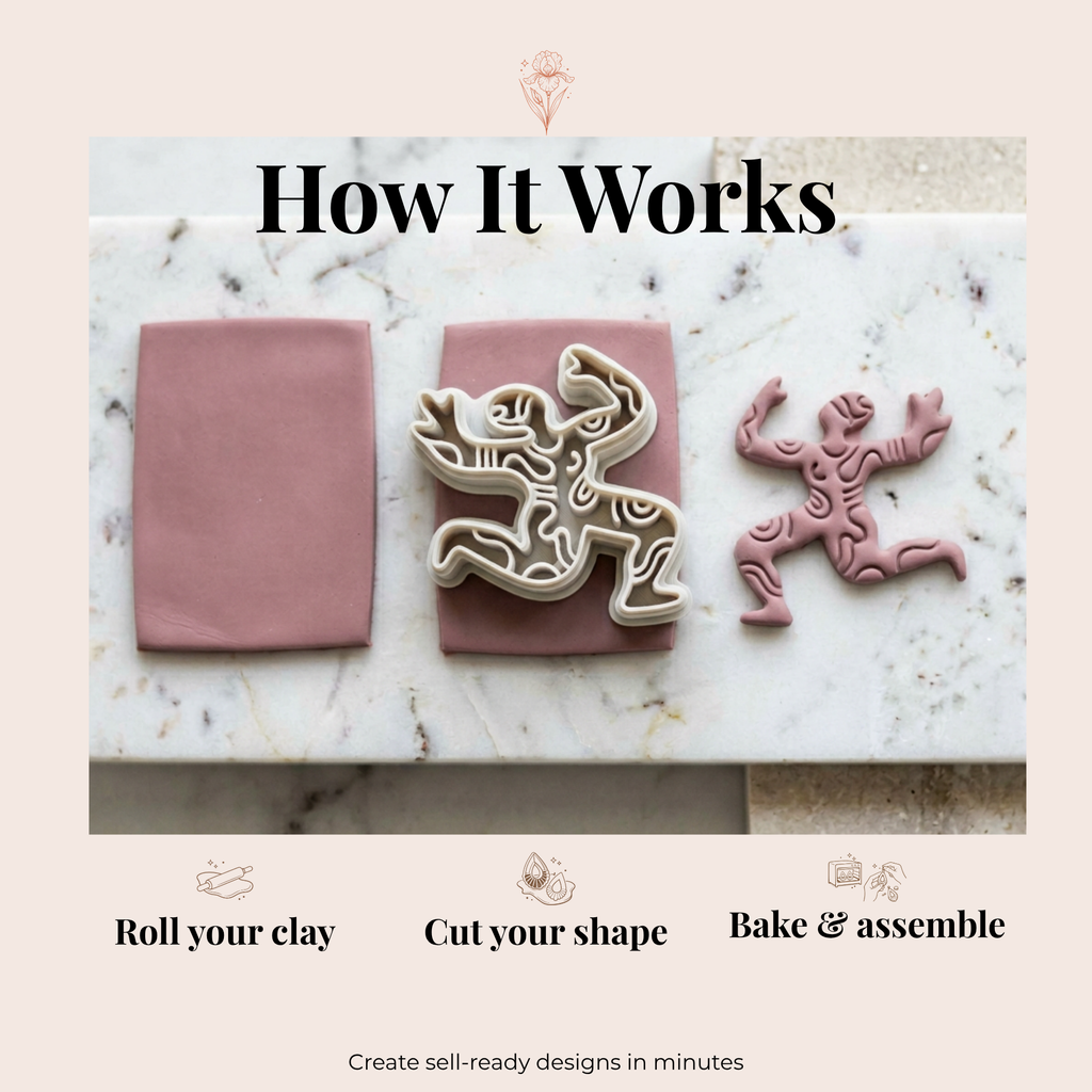 Matisse Abstract Dancing Figure 2 Polymer Clay Cutter 30–50mm | Art Earring Cutter | IrisCrafts7