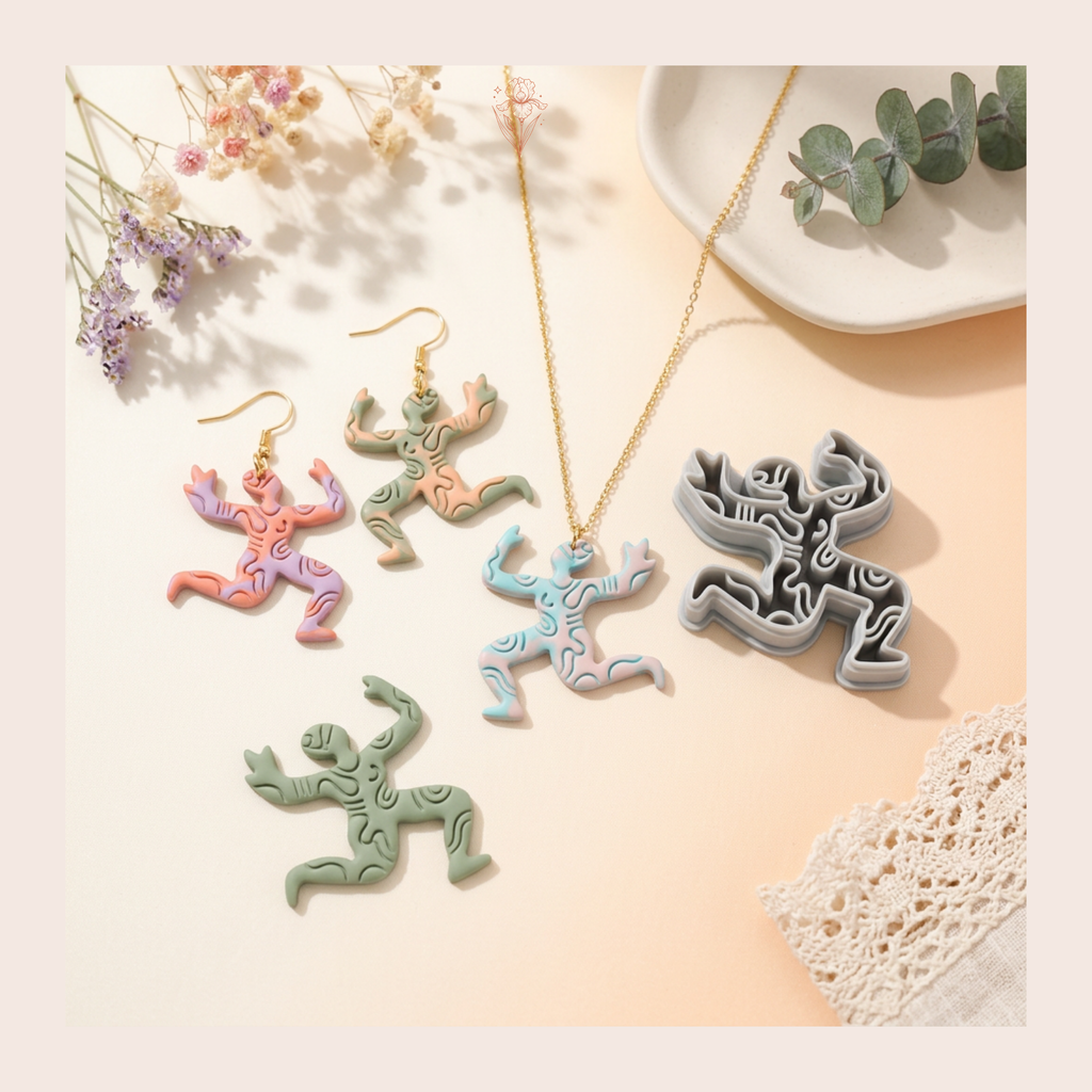 Matisse Abstract Dancing Figure 2 Polymer Clay Cutter 30–50mm | Art Earring Cutter | IrisCrafts7