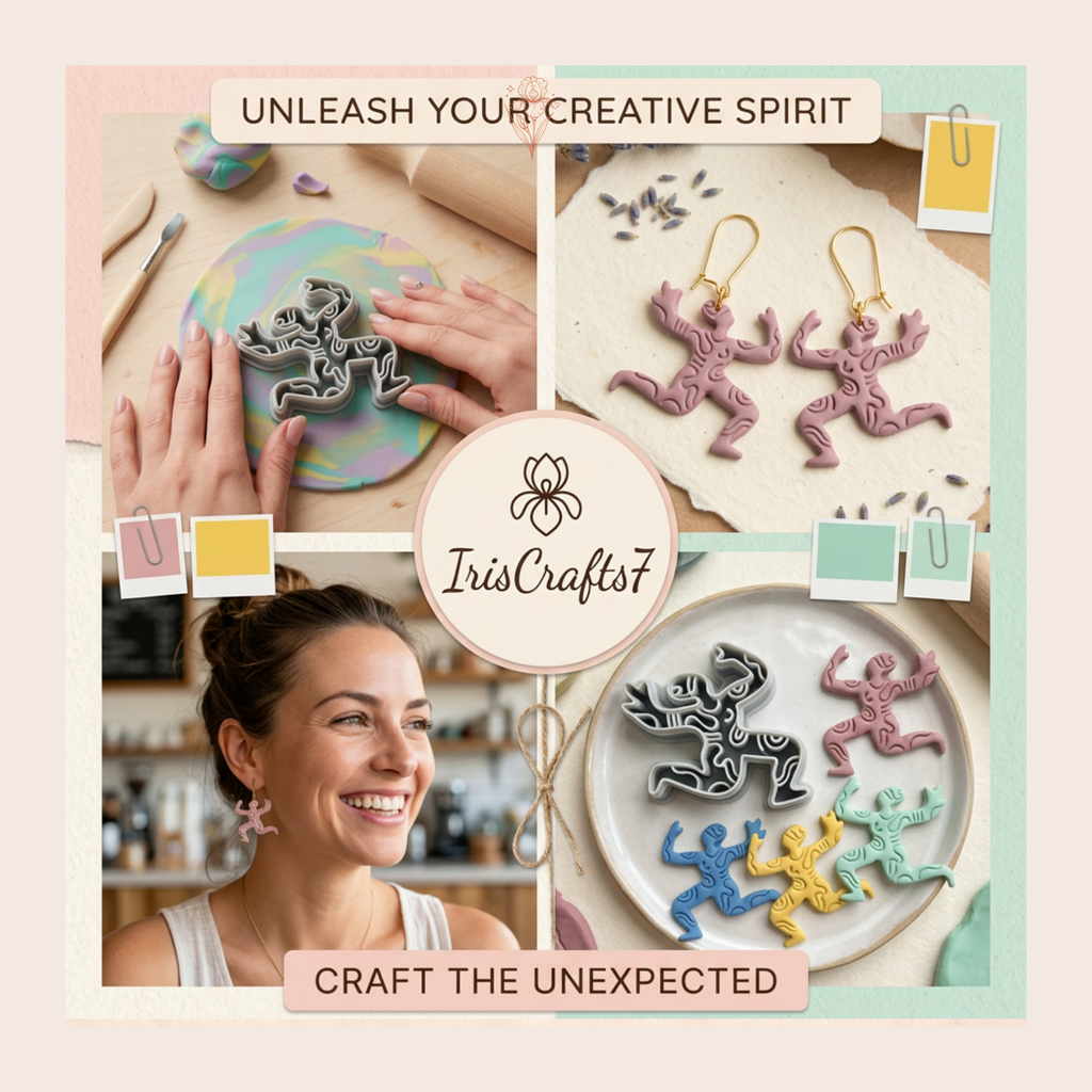 Matisse Abstract Dancing Figure 2 Polymer Clay Cutter 30–50mm | Art Earring Cutter | IrisCrafts7