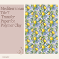 Mediterranean Tile 7 Water Soluble Transfer Paper for Polymer Clay | 100x150mm | Geometric Mosaic Pattern