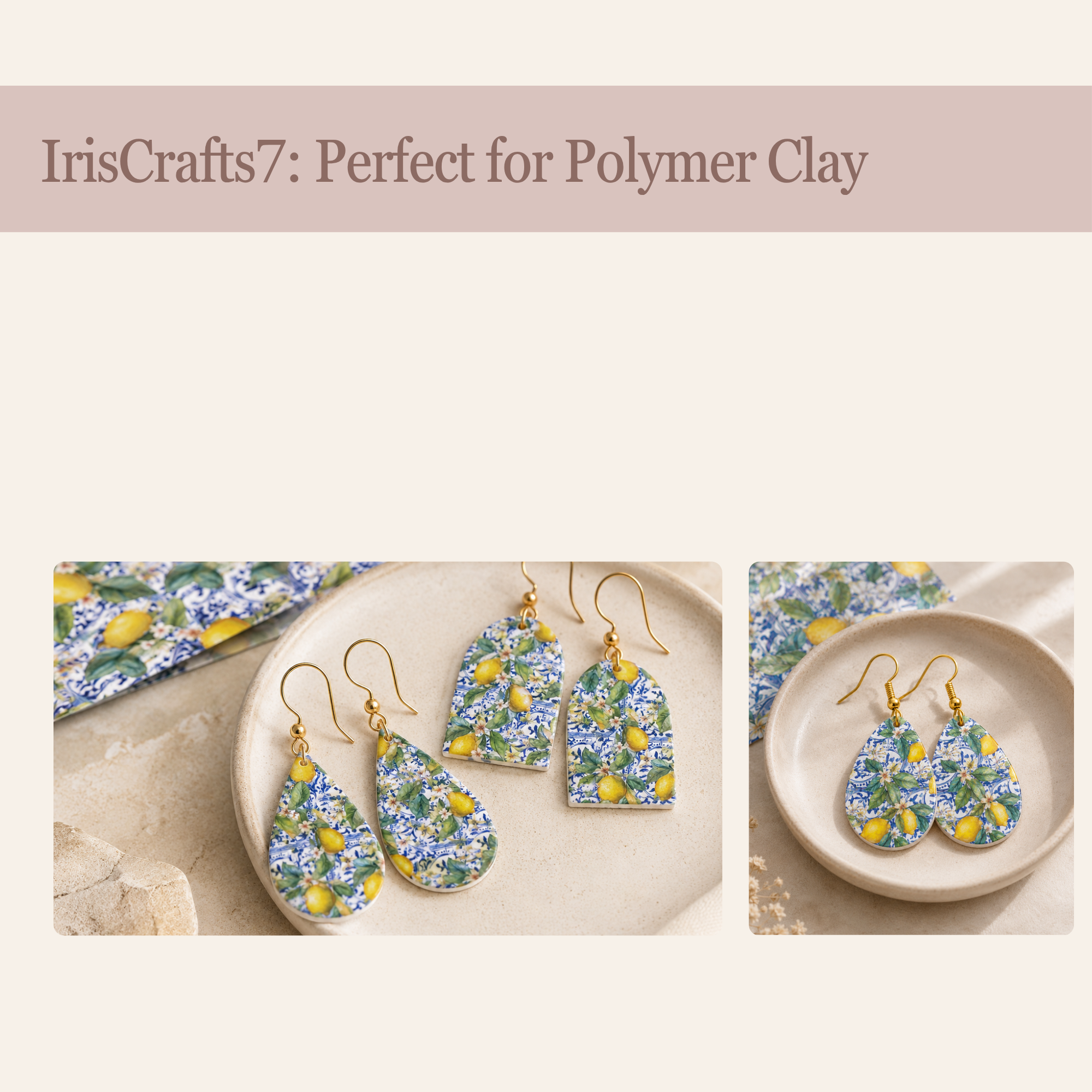 Mediterranean Tile 7 Water Soluble Transfer Paper for Polymer Clay | 100x150mm | Geometric Mosaic Pattern