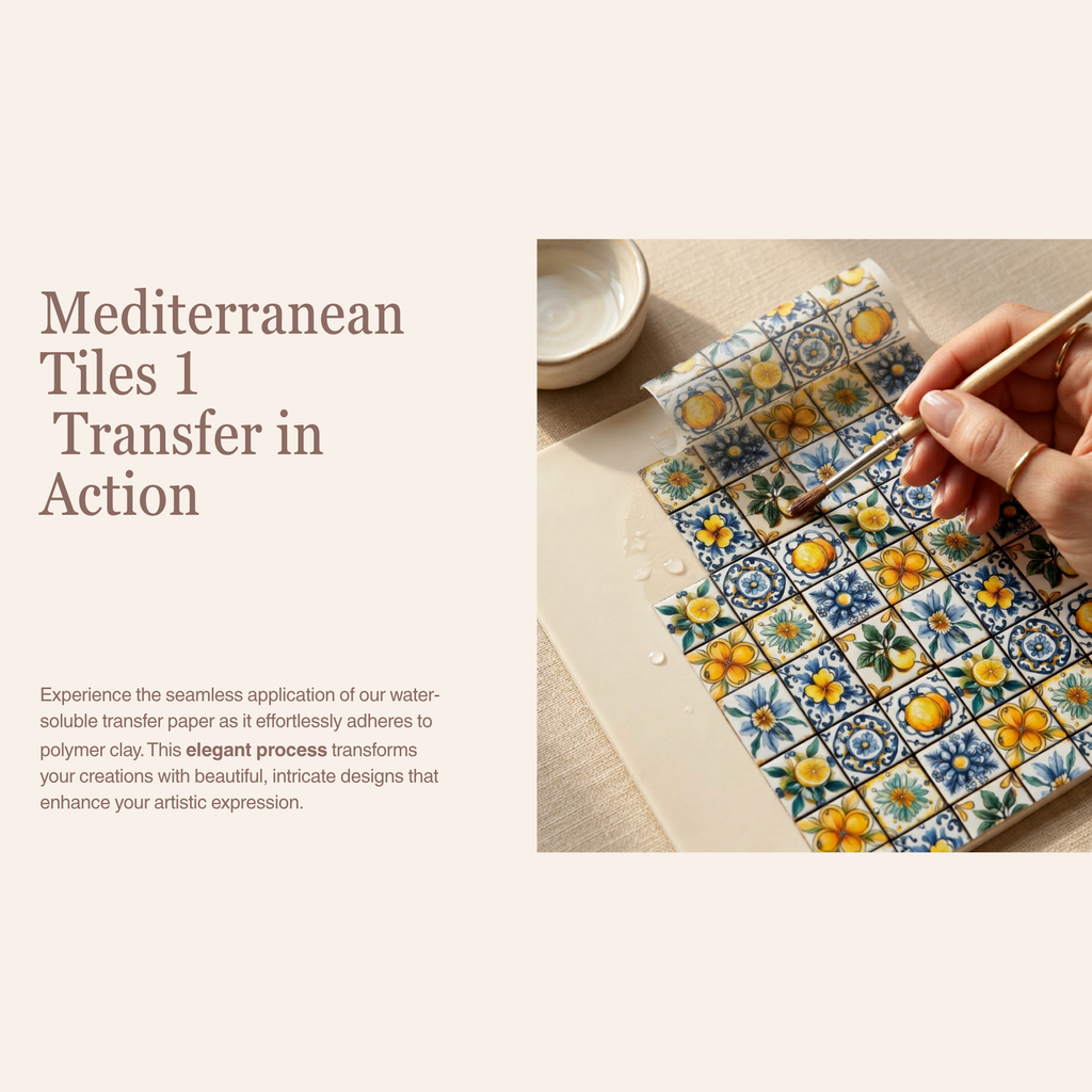 Mediterranean Tiles 1 Transfer Paper for Polymer Clay 150x100mm | Boho Clay Transfer | IrisCrafts7