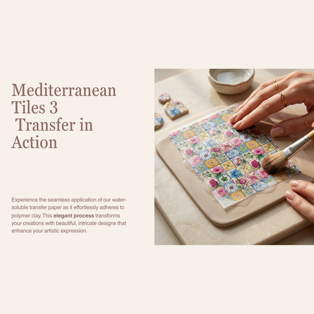 Mediterranean Tiles 3 Transfer Paper for Polymer Clay 150x100mm | Boho Clay Transfer | IrisCrafts7