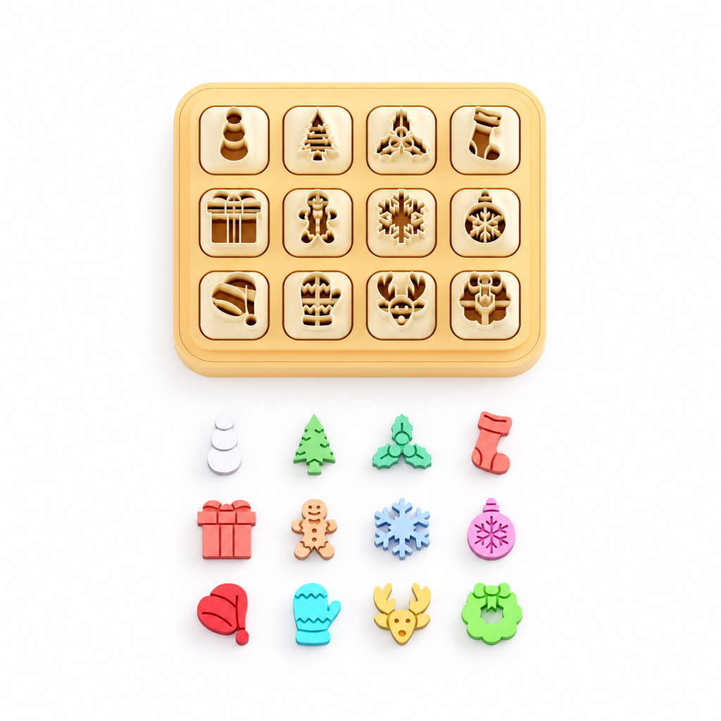 Mini Christmas 1 Polymer Clay Cutter Set of 12 | Tiny Festive Earring Tool | 12mm
