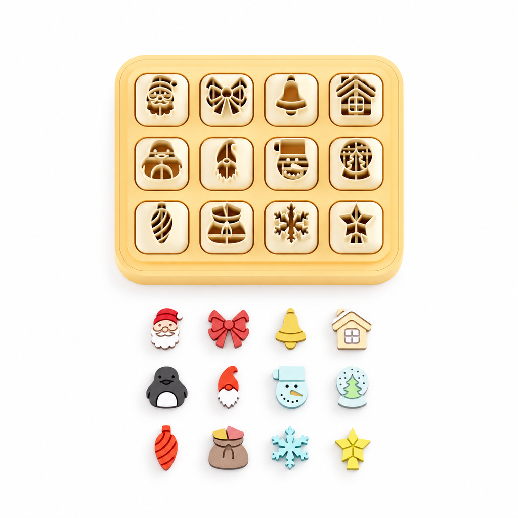 Mini Christmas 2 Set of 12 Polymer Clay Cutters | Tiny Festive Earring Tool | 12mm
