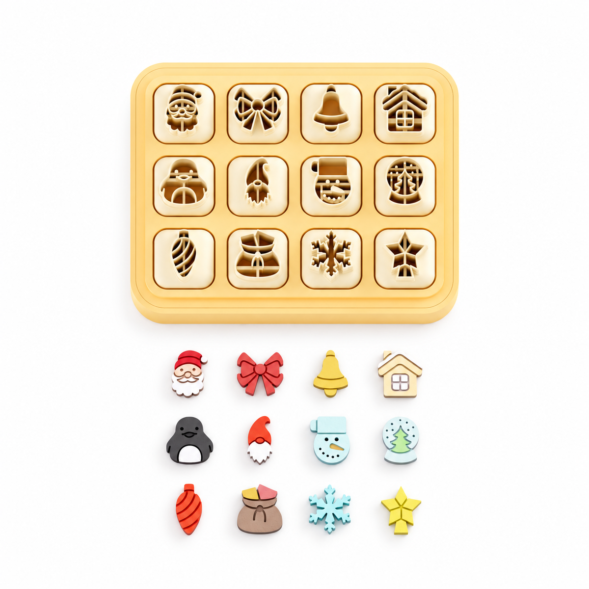 Mini Christmas 2 Set of 12 Polymer Clay Cutters | Tiny Festive Earring Tool | 12mm