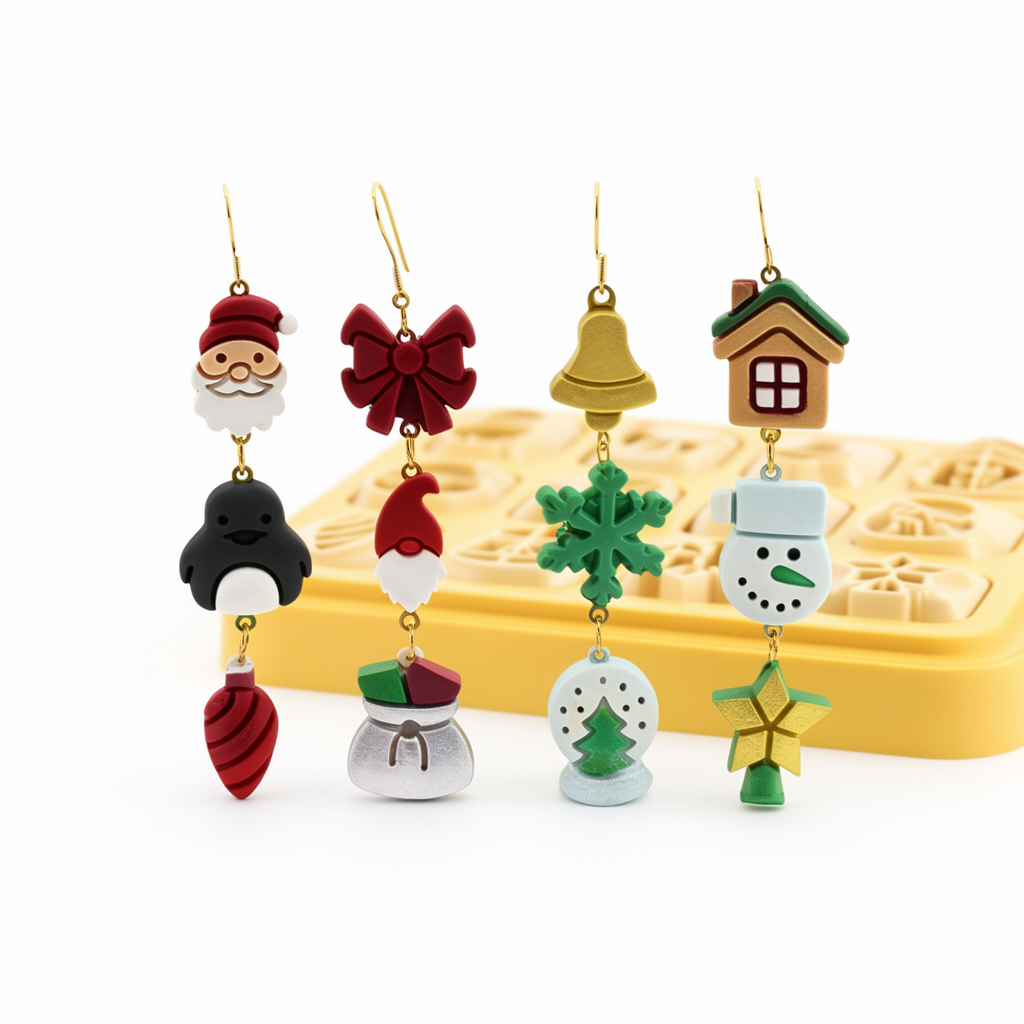 Mini Christmas 2 Set of 12 Polymer Clay Cutters | Tiny Festive Earring Tool | 12mm