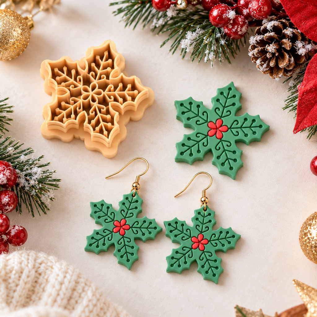 Mistletoe Snowflake Polymer Clay Cutter | Festive Earring Tool