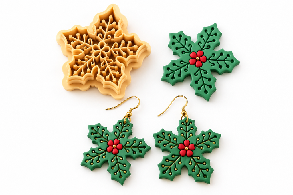 Mistletoe Snowflake Polymer Clay Cutter | Festive Earring Tool
