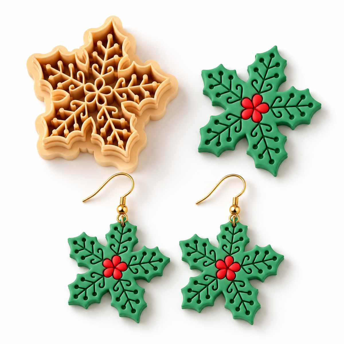 Mistletoe Snowflake Polymer Clay Cutter | Festive Earring Tool
