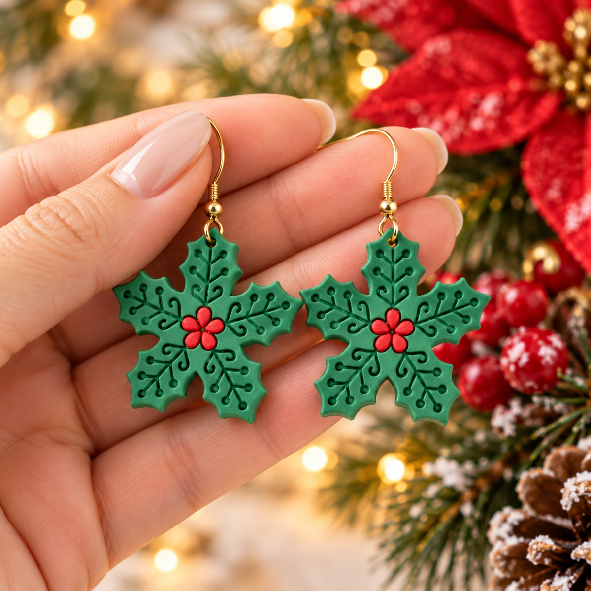 Mistletoe Snowflake Polymer Clay Cutter | Festive Earring Tool