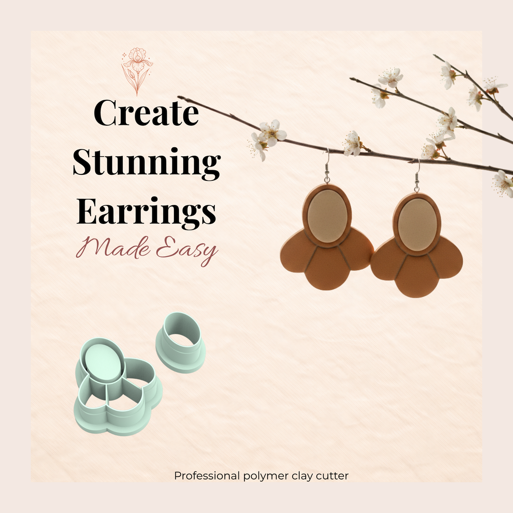 Misty Flora Polymer Clay Cutter Set | 3D Printed Floral Clay Earring Cutter | Boho Botanical Clay Tool | Jewellery Making Supplies
