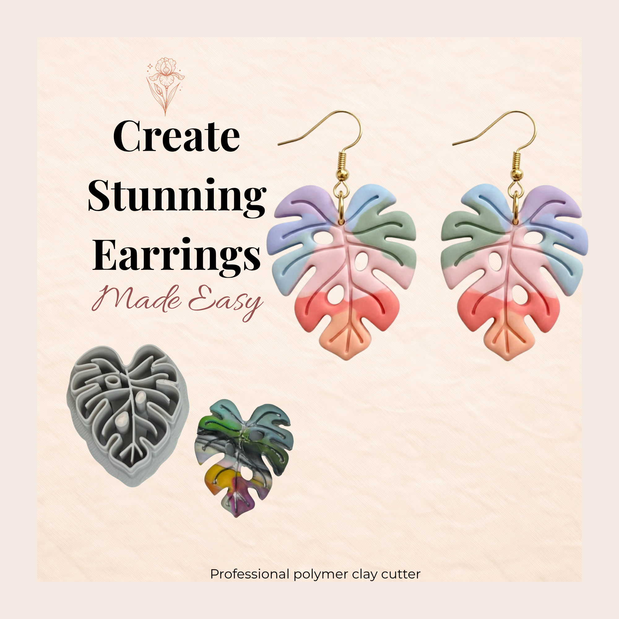 Monstera 1 Polymer Clay Cutter | 3D Printed Tropical Leaf Clay Earring Cutter | Boho Monstera Clay Tool | Plant Lover Jewellery Making