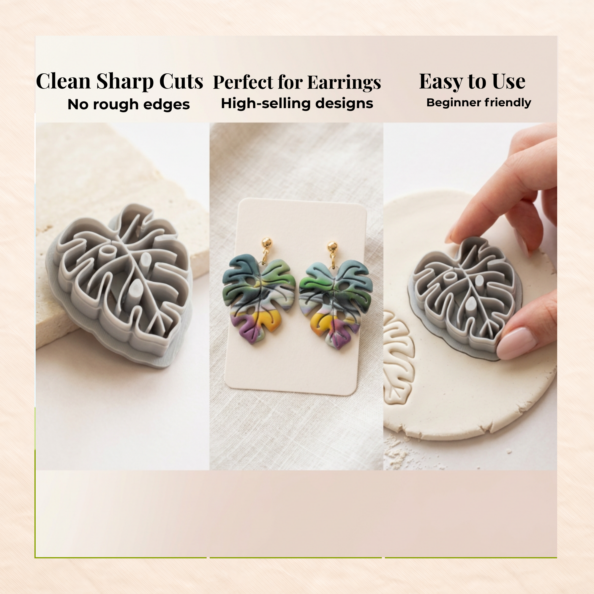Monstera 1 Polymer Clay Cutter | 3D Printed Tropical Leaf Clay Earring Cutter | Boho Monstera Clay Tool | Plant Lover Jewellery Making