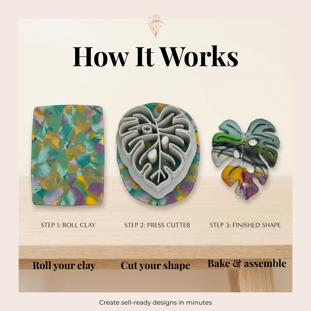 Monstera 1 Polymer Clay Cutter | 3D Printed Tropical Leaf Clay Earring Cutter | Boho Monstera Clay Tool | Plant Lover Jewellery Making