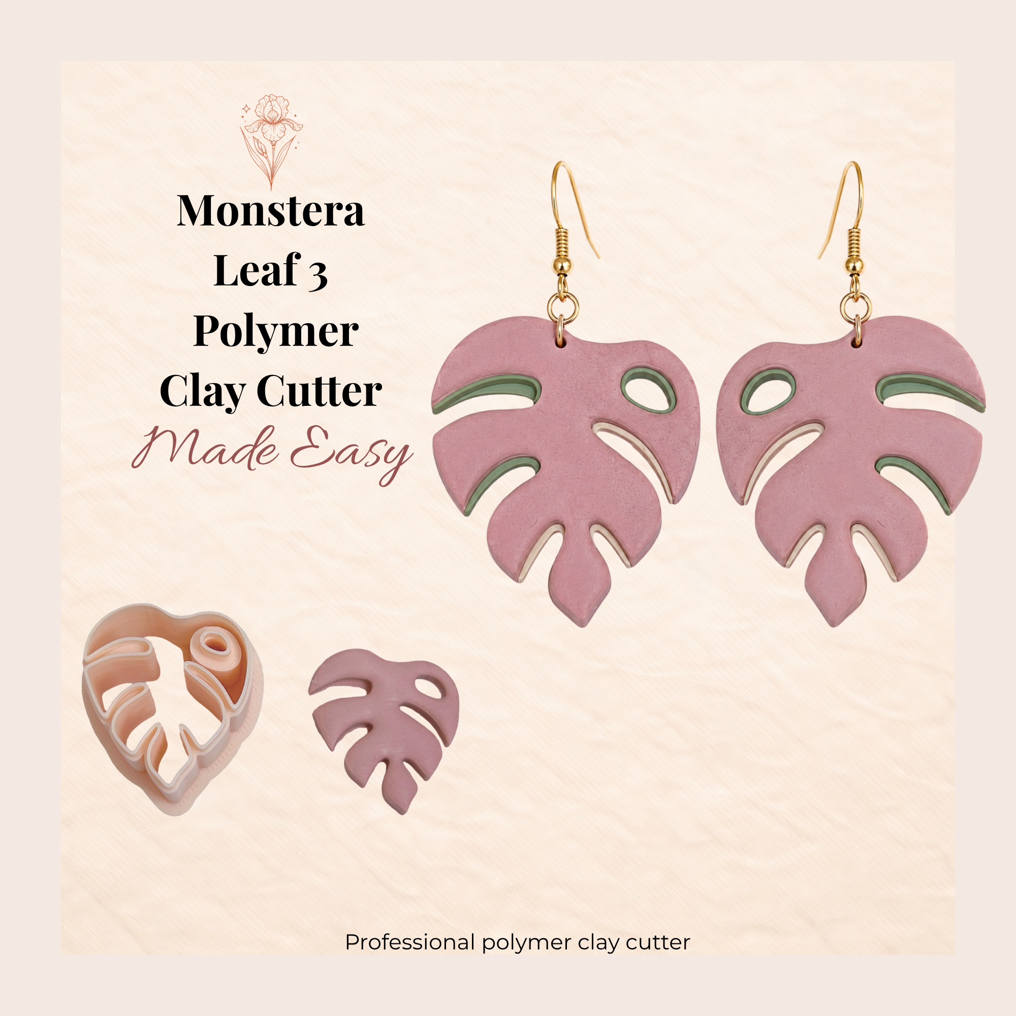 Monstera Leaf 3 Polymer Clay Cutter | 25–45mm | Tropical Leaf Clay Cutter | Earring Jewellery Making Tool