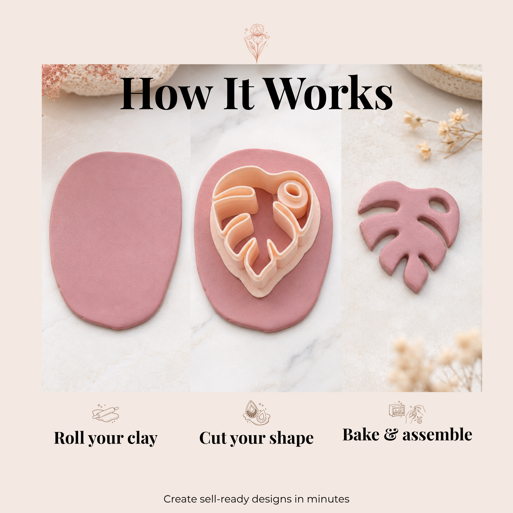 Monstera Leaf 3 Polymer Clay Cutter | 25–45mm | Tropical Leaf Clay Cutter | Earring Jewellery Making Tool