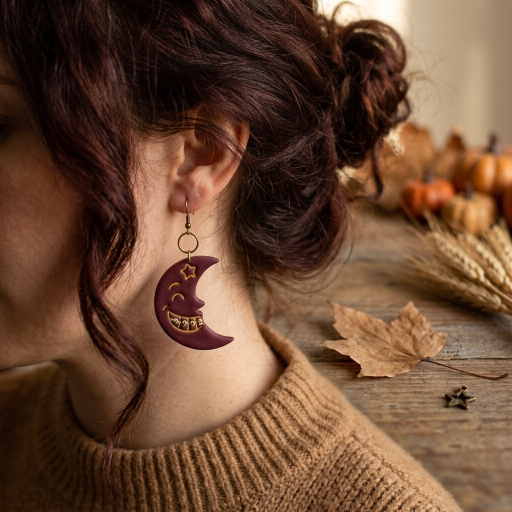 Moon with Braces Polymer Clay Cutter | Quirky Celestial Earring Tool