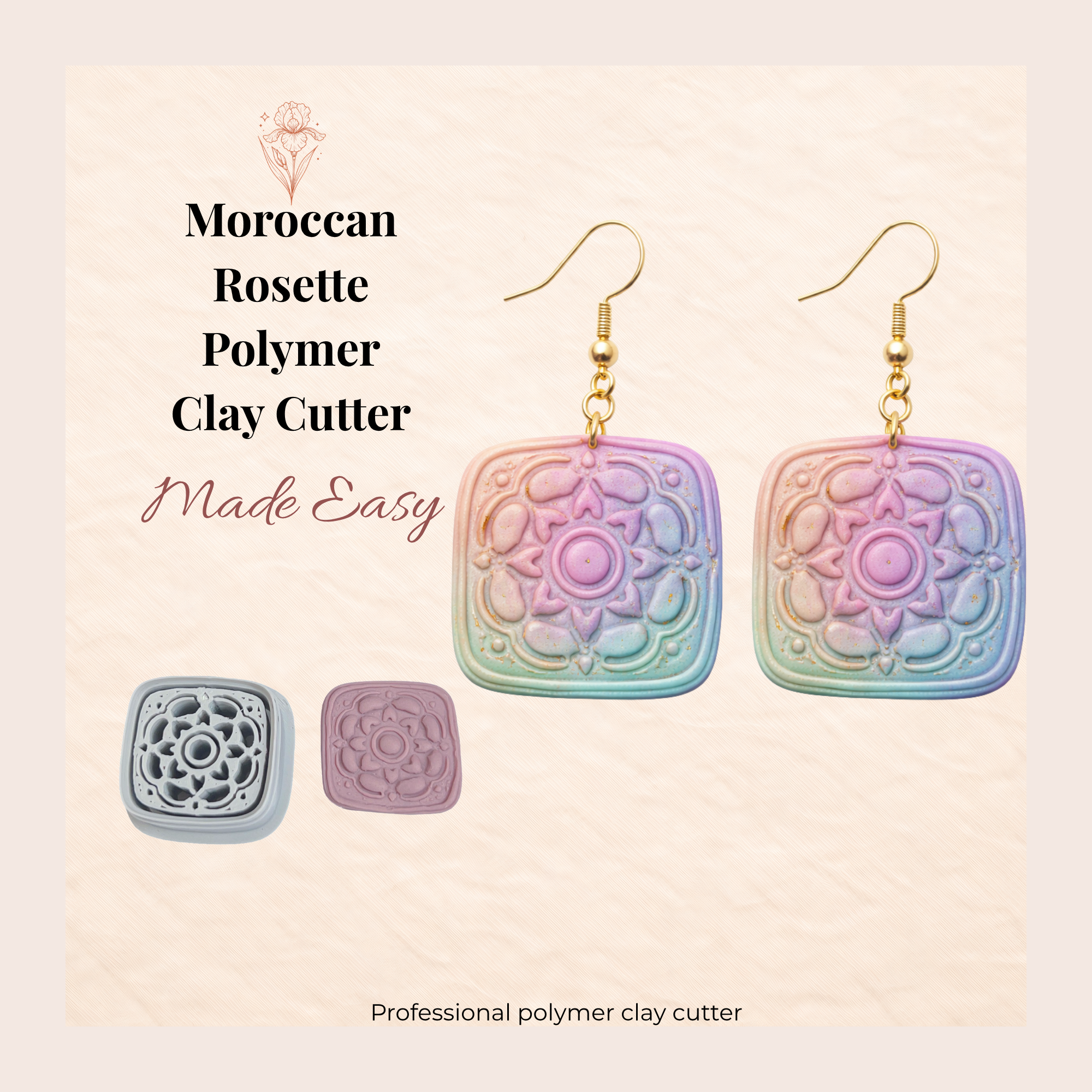 Moroccan Rosette Polymer Clay Cutter 25–45mm | Boho Earring Cutter | IrisCrafts7