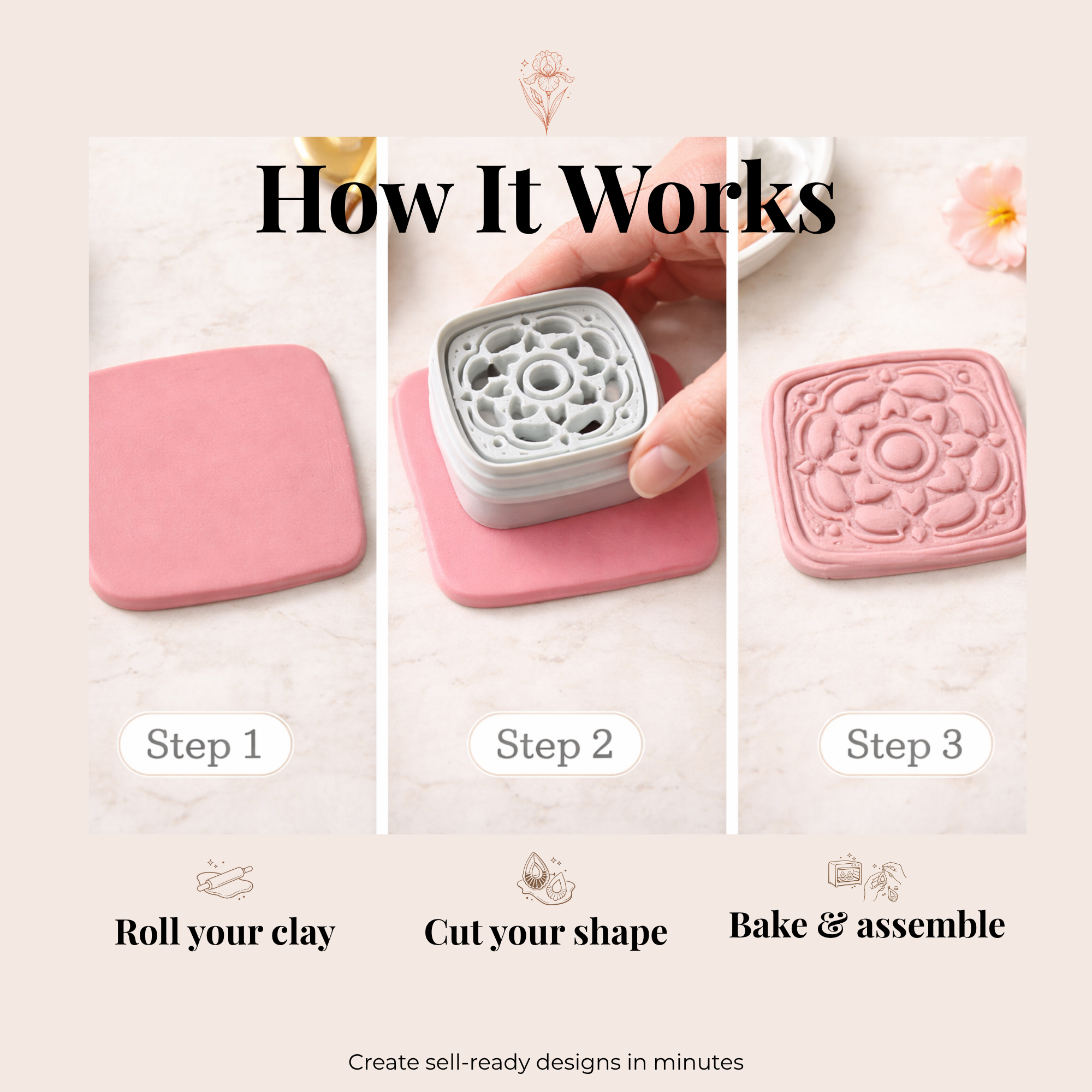 Moroccan Rosette Polymer Clay Cutter 25–45mm | Boho Earring Cutter | IrisCrafts7