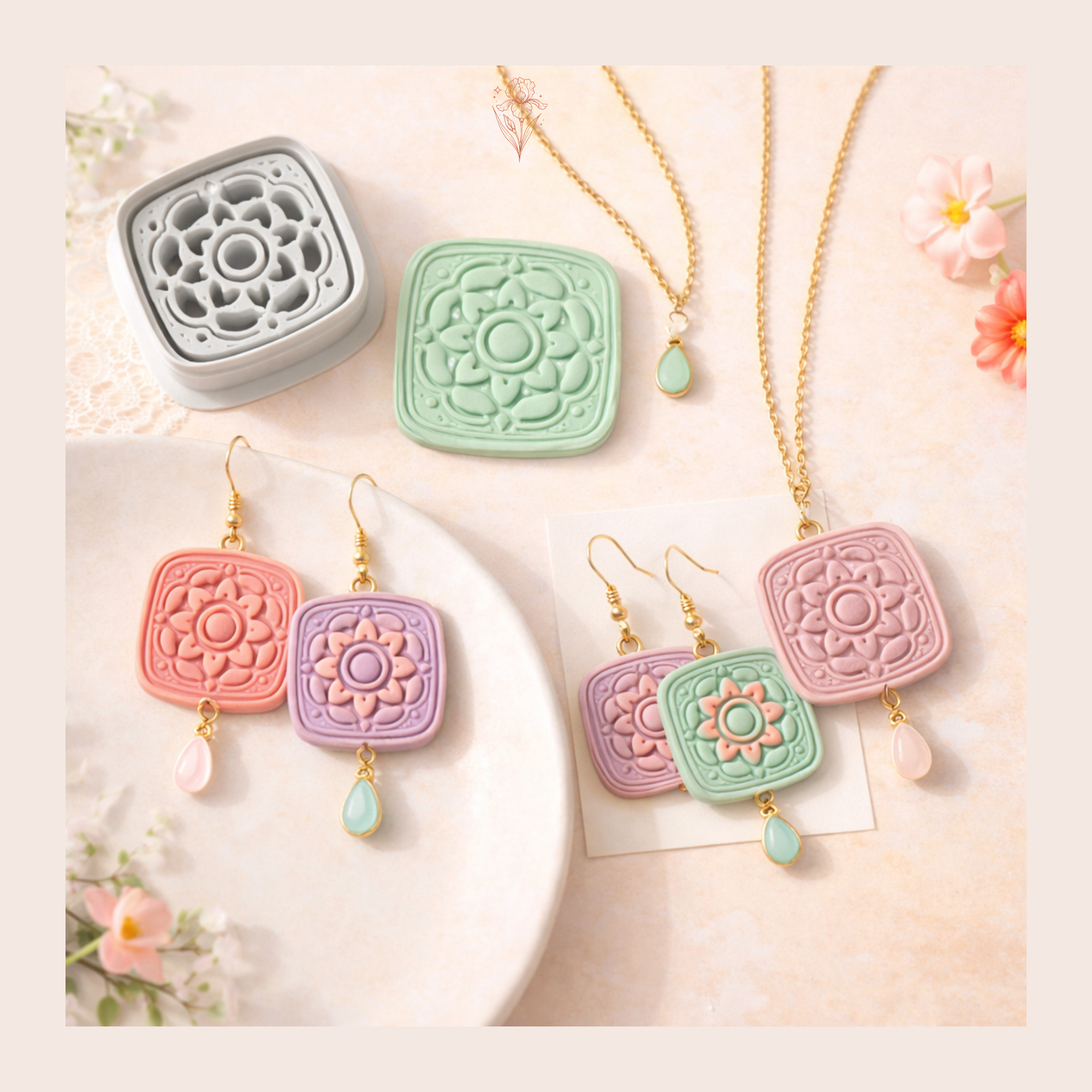 Moroccan Rosette Polymer Clay Cutter 25–45mm | Boho Earring Cutter | IrisCrafts7