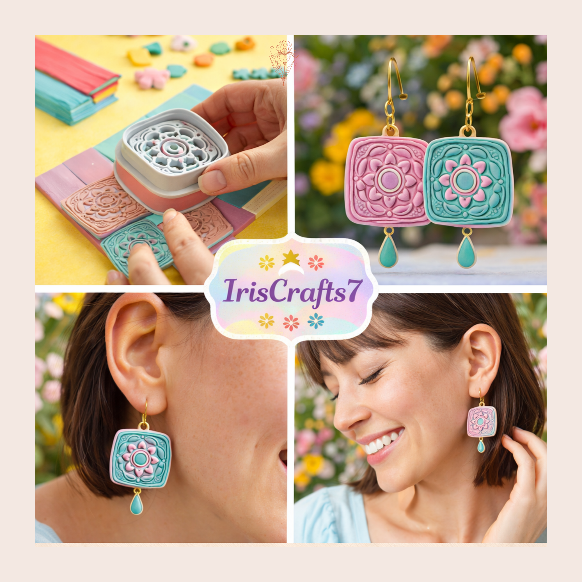 Moroccan Rosette Polymer Clay Cutter 25–45mm | Boho Earring Cutter | IrisCrafts7
