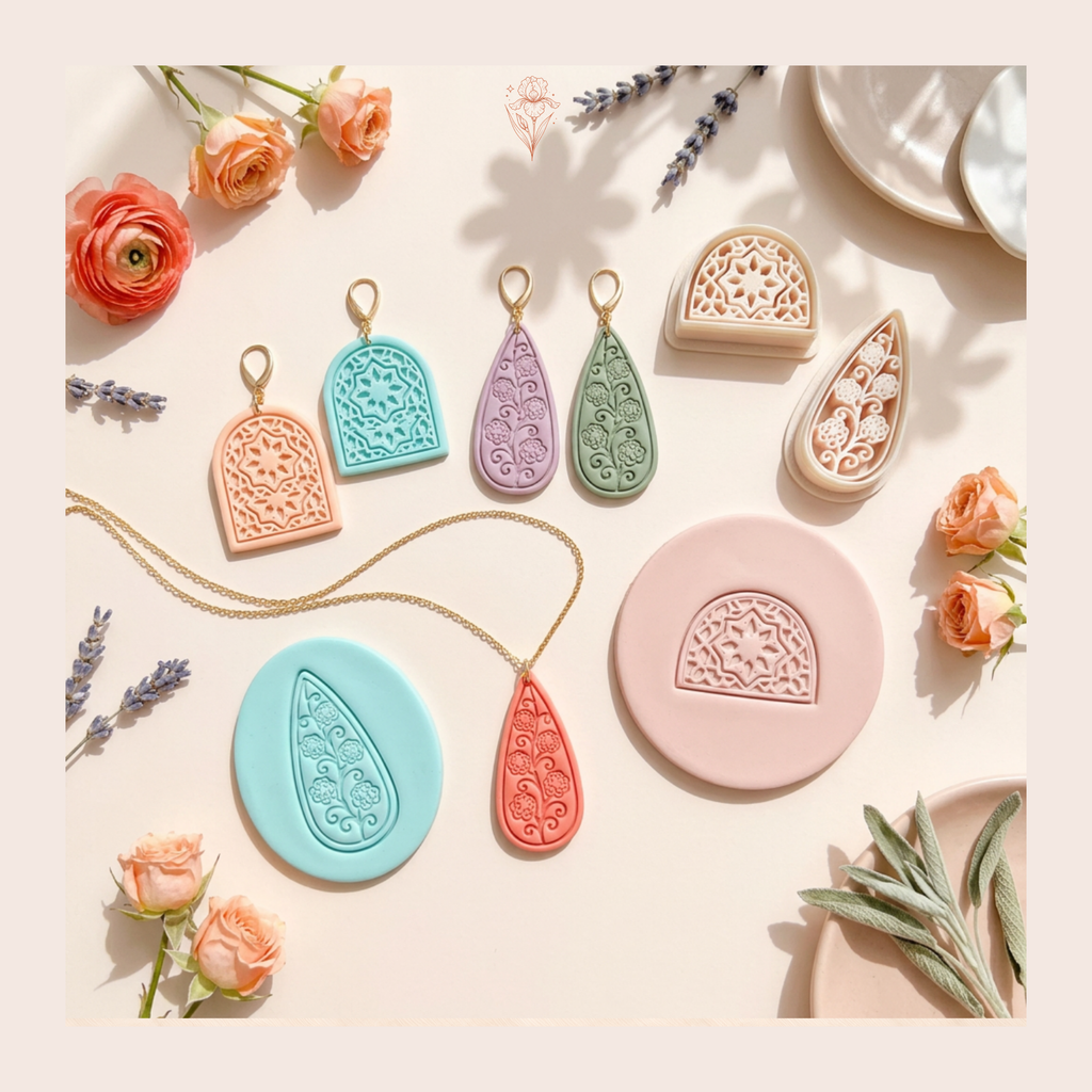 Moroccan Star & Floral Teardrop Polymer Clay Cutter 35–50mm | Boho Earring Cutter | IrisCrafts7
