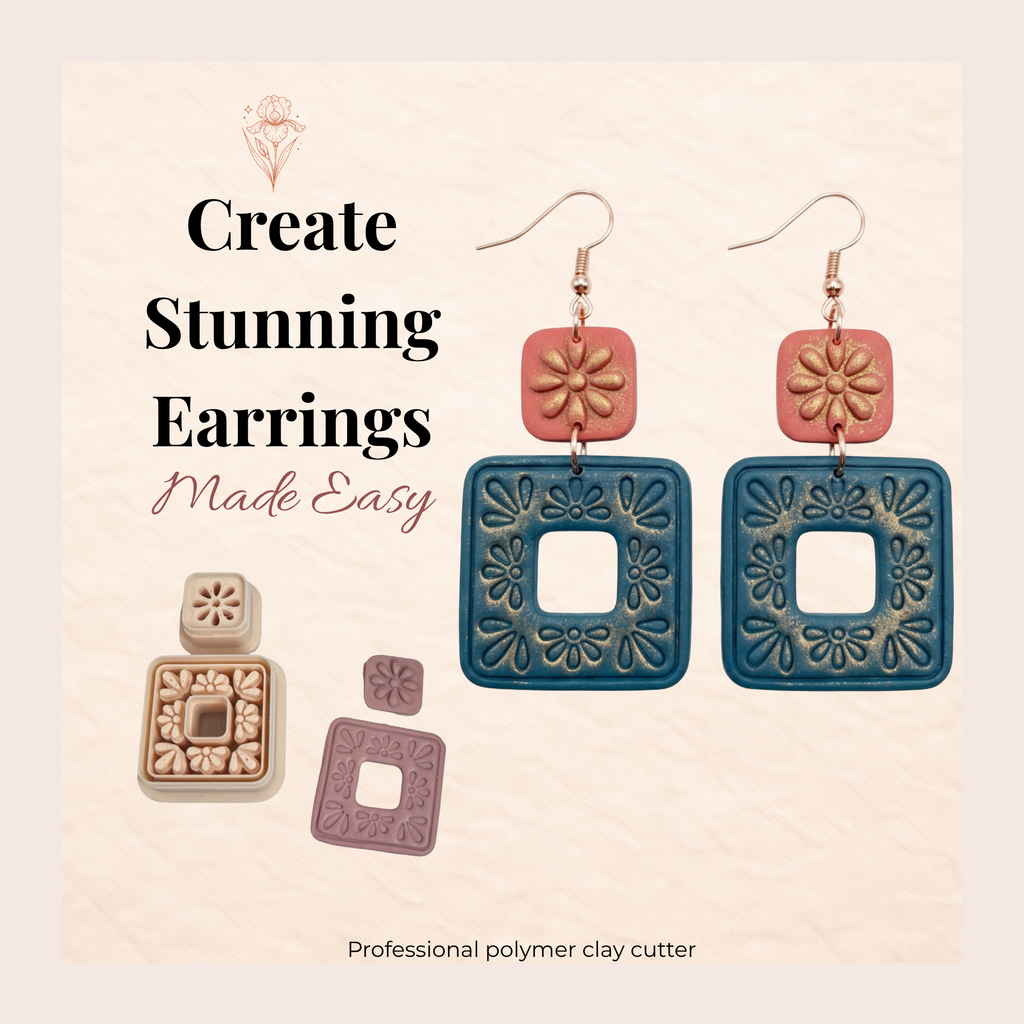Mosaic Floral Polymer Clay Cutter Set 40 45 50 55mm | IrisCrafts7