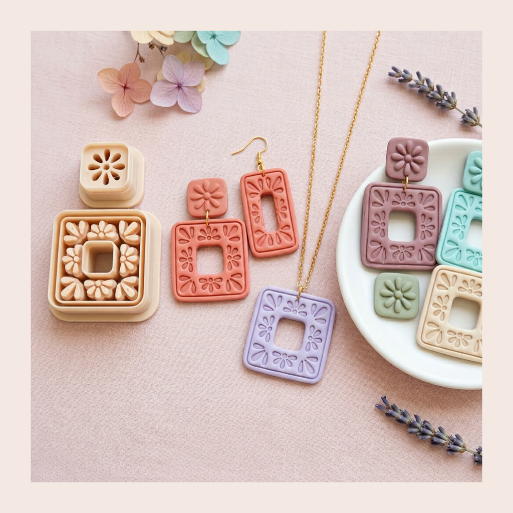 Mosaic Floral Polymer Clay Cutter Set 40 45 50 55mm | IrisCrafts7