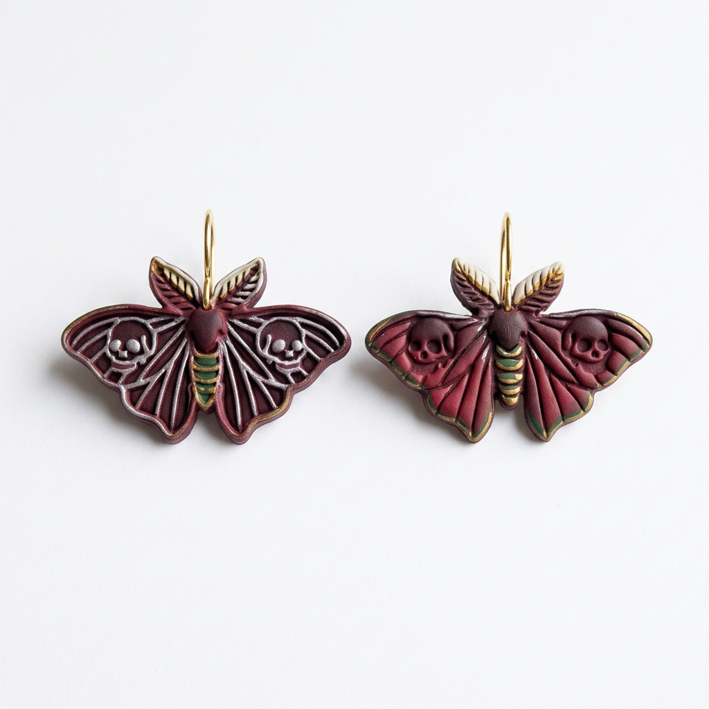 Moth with Skulls Polymer Clay Cutter | Gothic Halloween Earring Tool