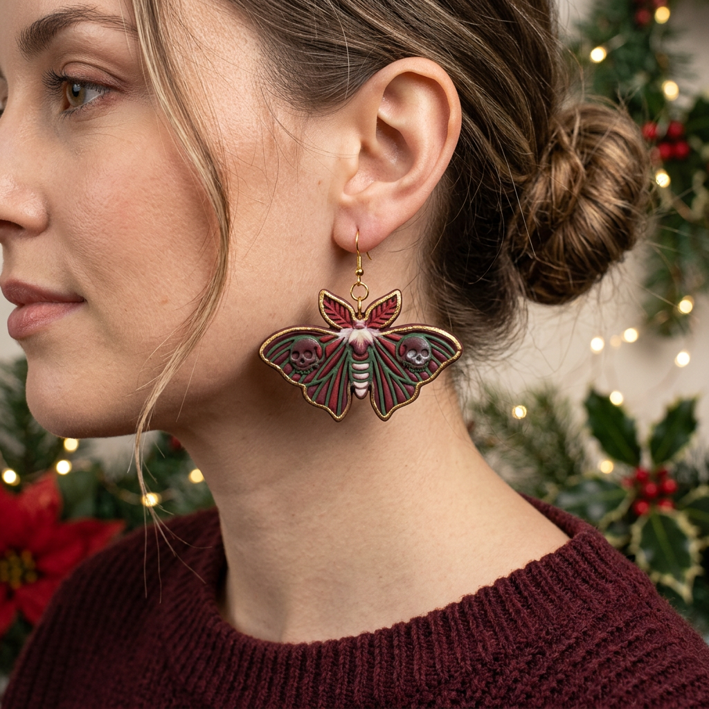Moth with Skulls Polymer Clay Cutter | Gothic Halloween Earring Tool