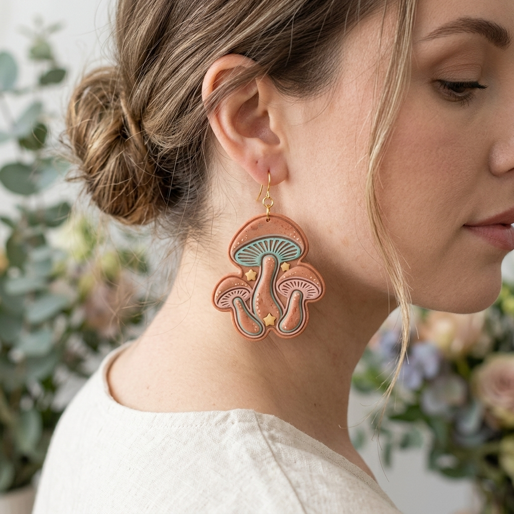Mushroom Cluster Polymer Clay Cutter | 25–45mm | Mushroom Shape Clay Cutter | Earring Jewellery Making Tool