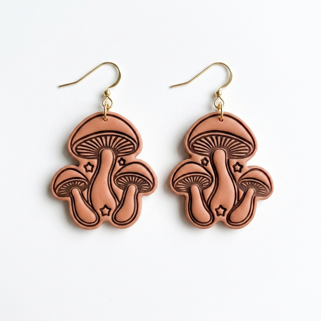 Mushroom Cluster Polymer Clay Cutter | 25–45mm | Mushroom Shape Clay Cutter | Earring Jewellery Making Tool