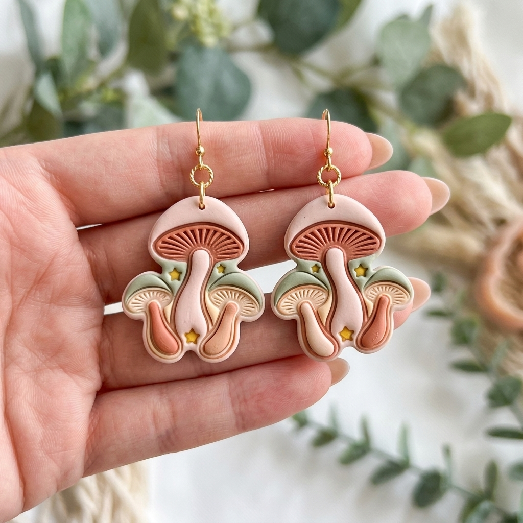 Mushroom Cluster Polymer Clay Cutter | 25–45mm | Mushroom Shape Clay Cutter | Earring Jewellery Making Tool