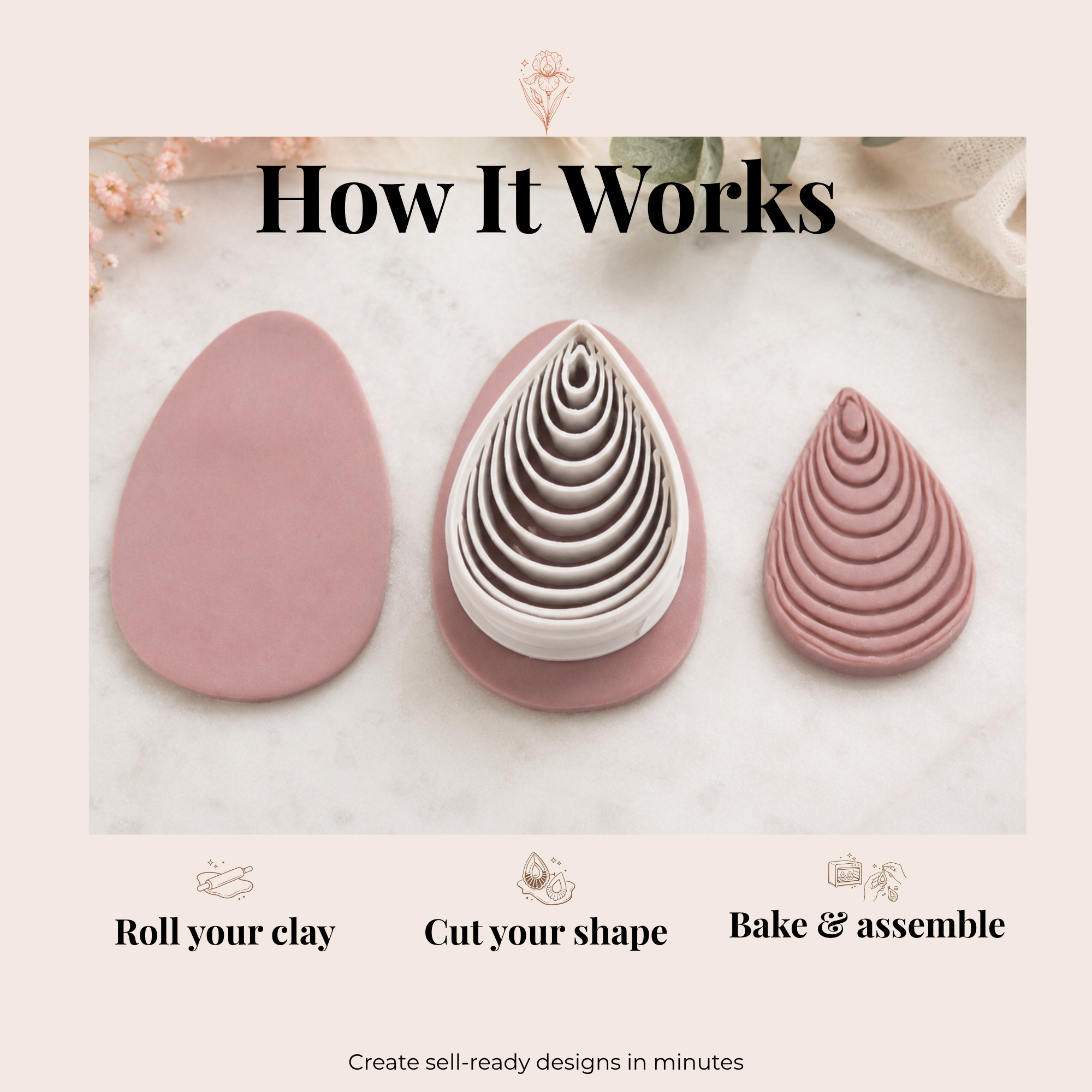 Mussel Shell Polymer Clay Cutter | 30–50mm | Shell Shape Clay Cutter | Earring Jewellery Making Tool