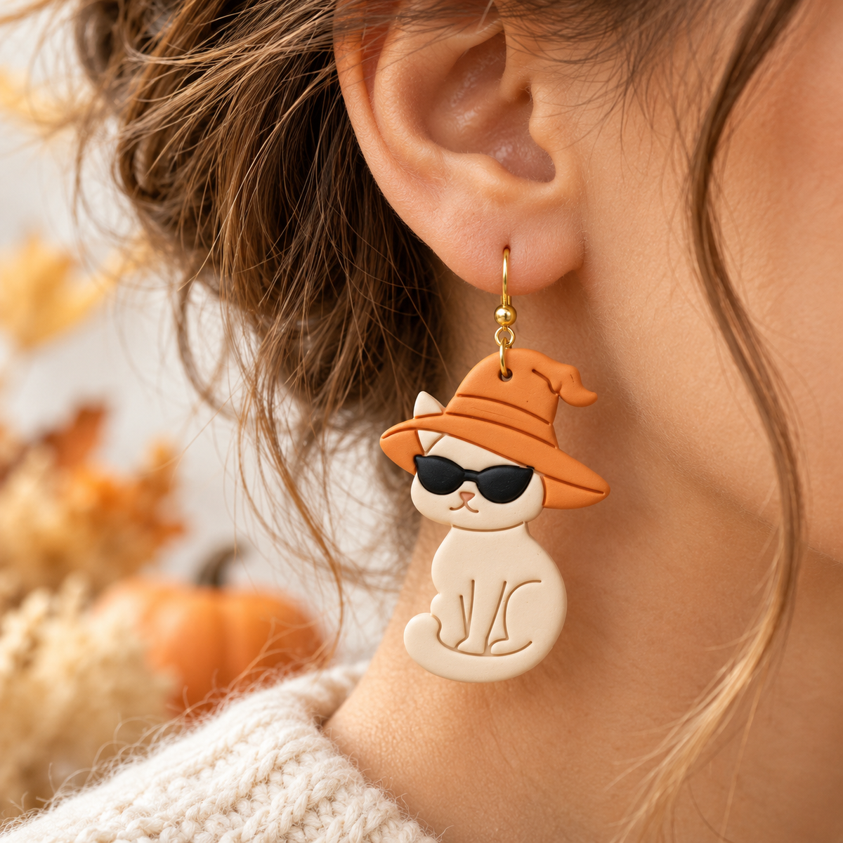 Mystic Witch Cat Polymer Clay Cutter | Halloween Earring Tool
