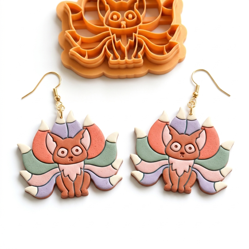 Mythical Fox Polymer Clay Cutter | 30–50mm | Fox Shape Clay Cutter | Earring Jewellery Making Tool