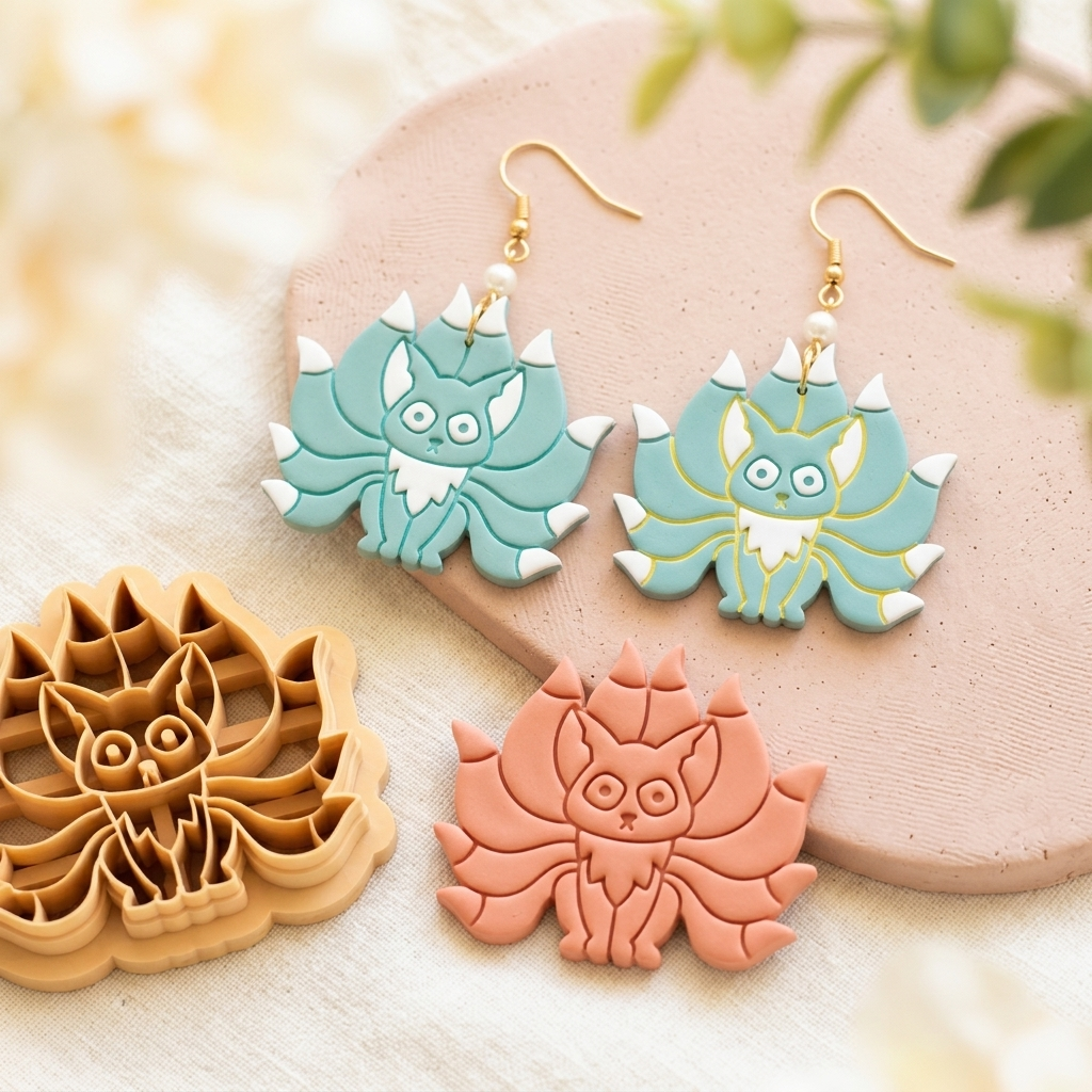Mythical Fox Polymer Clay Cutter | 30–50mm | Fox Shape Clay Cutter | Earring Jewellery Making Tool