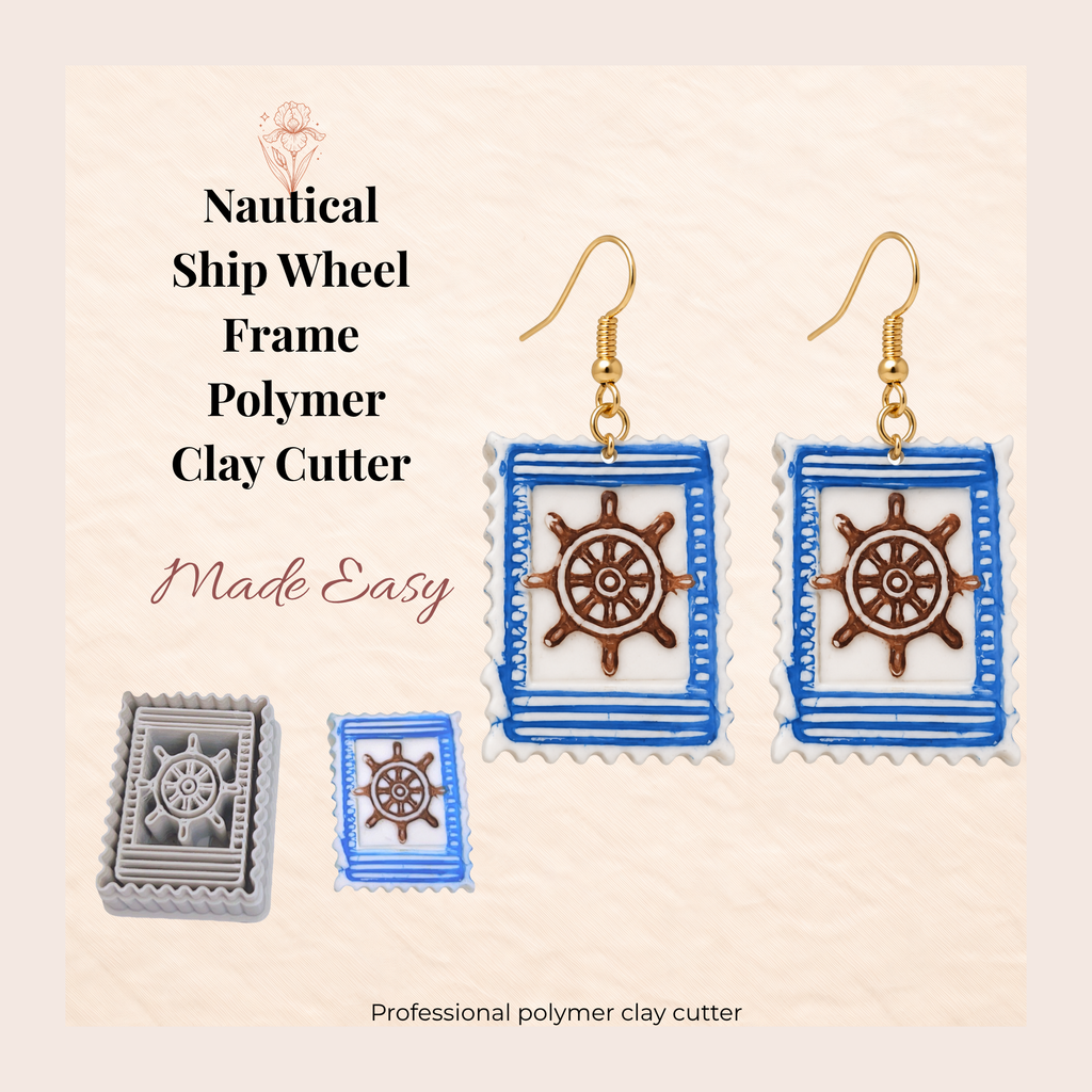 Nautical Ship Wheel Frame Polymer Clay Cutter 30–50mm | Maritime Earring Cutter | IrisCrafts7