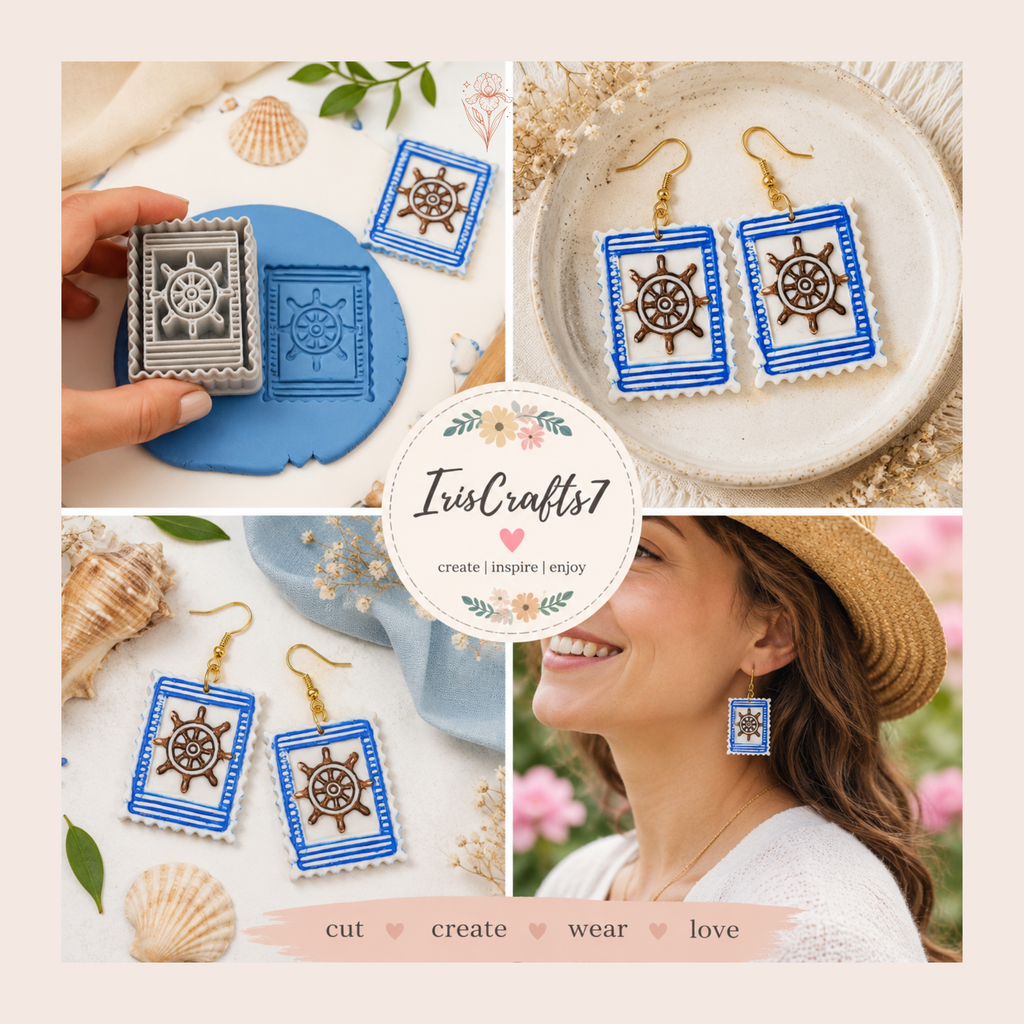 Nautical Ship Wheel Frame Polymer Clay Cutter 30–50mm | Maritime Earring Cutter | IrisCrafts7