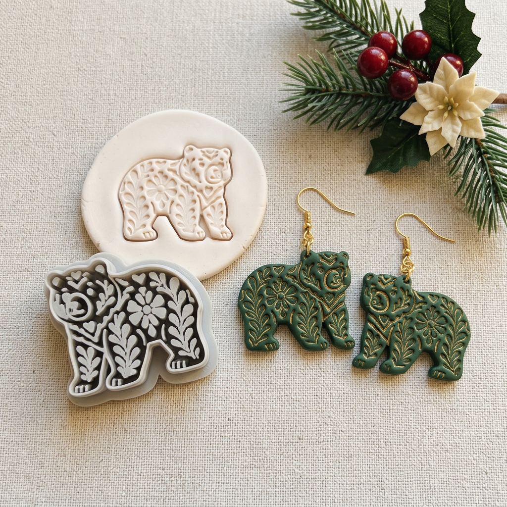 Nordic Bear Polymer Clay Cutter | Scandinavian Folk Earring Tool