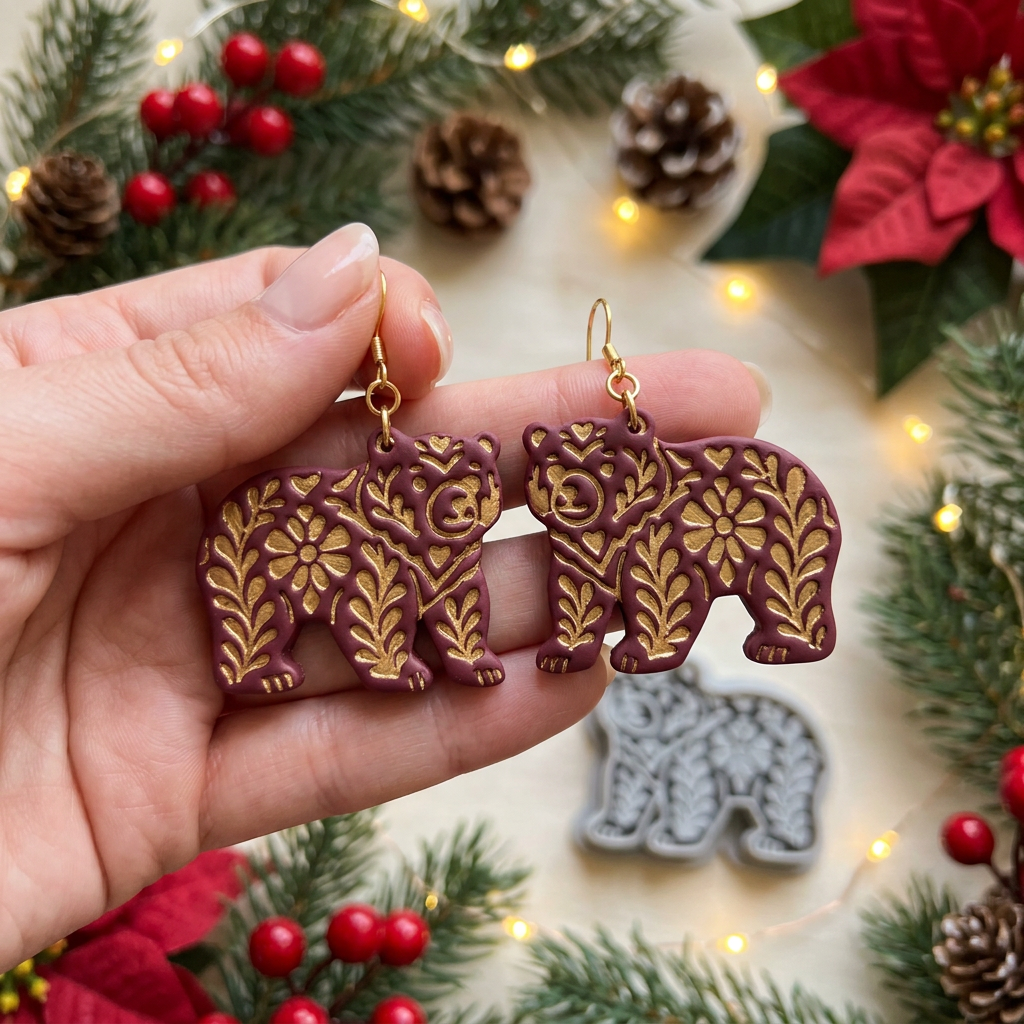 Nordic Bear Polymer Clay Cutter | Scandinavian Folk Earring Tool