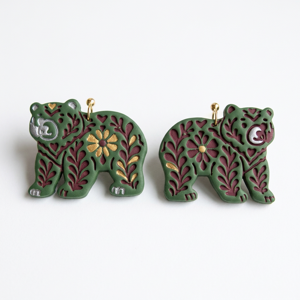 Nordic Bear Polymer Clay Cutter | Scandinavian Folk Earring Tool