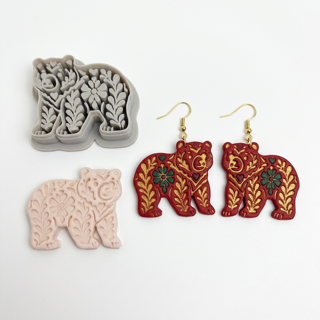 Nordic Bear Polymer Clay Cutter | Scandinavian Folk Earring Tool