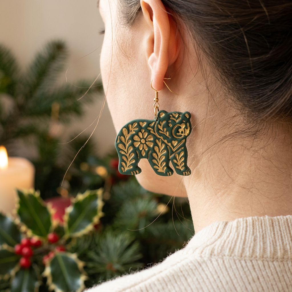 Nordic Bear Polymer Clay Cutter | Scandinavian Folk Earring Tool