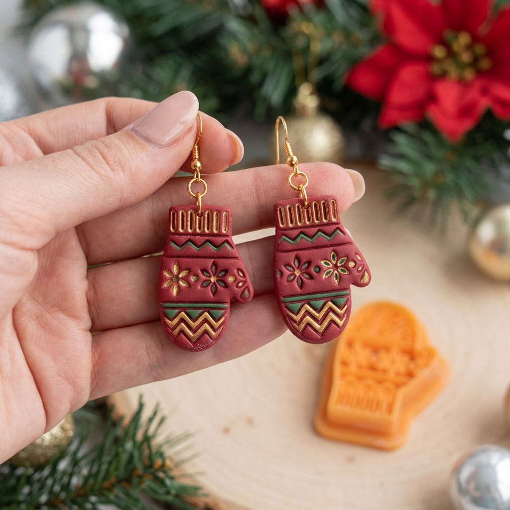 Nordic Mitten Polymer Clay Cutter | Scandinavian Winter Earring Tool