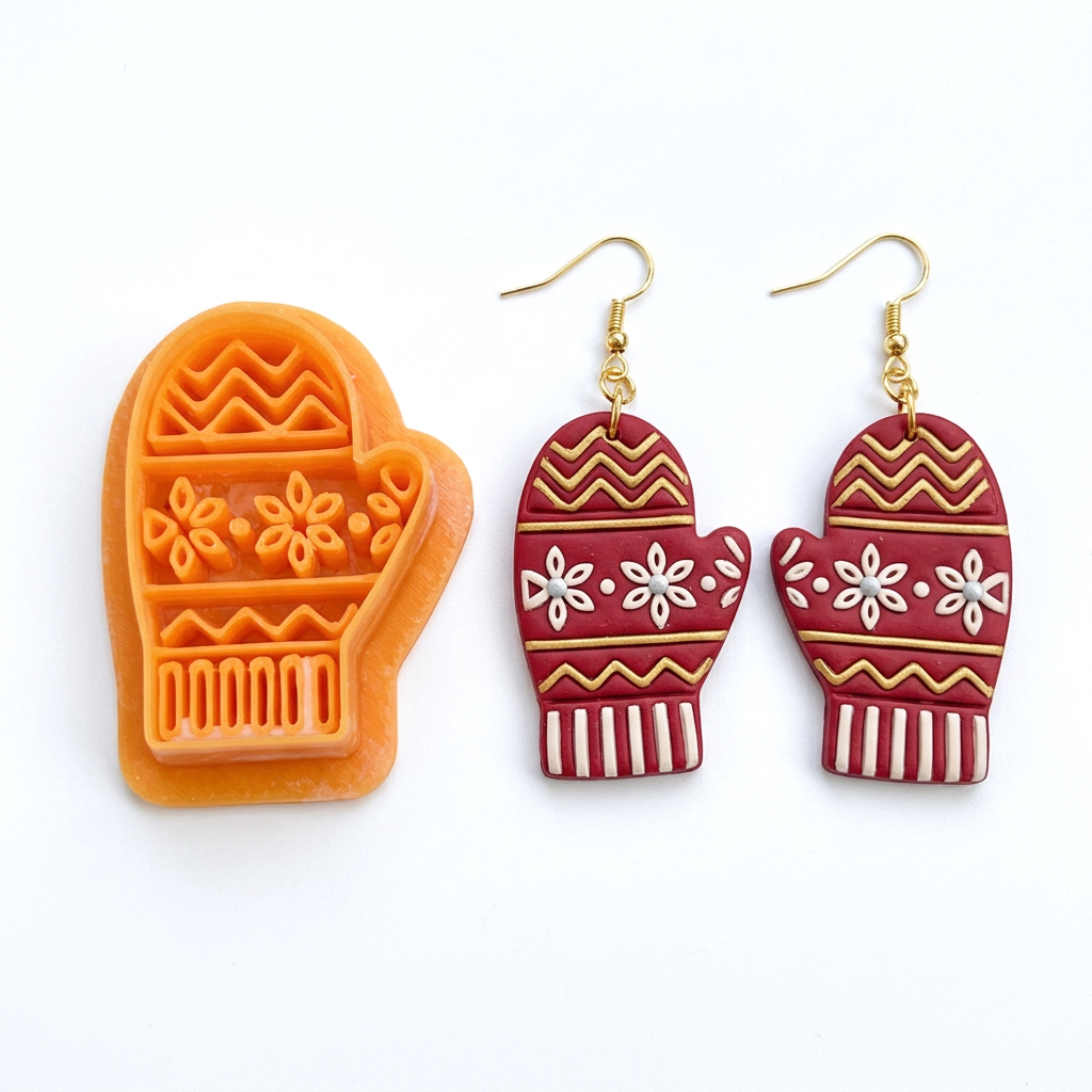 Nordic Mitten Polymer Clay Cutter | Scandinavian Winter Earring Tool