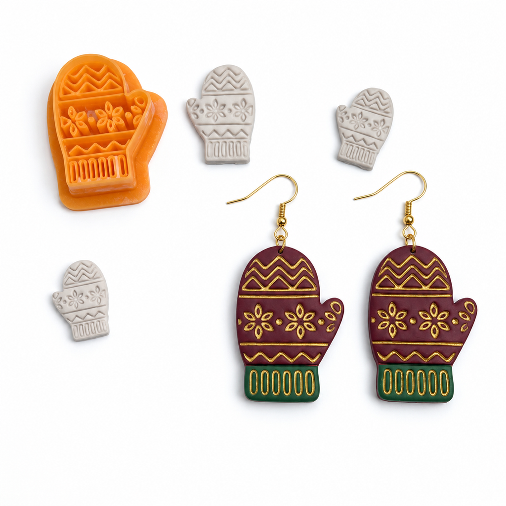 Nordic Mitten Polymer Clay Cutter | Scandinavian Winter Earring Tool