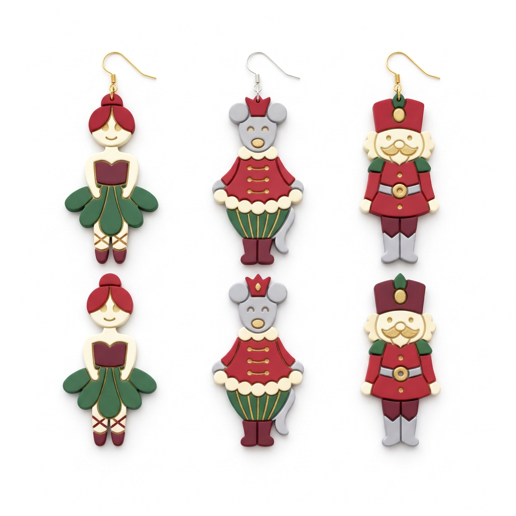Nutcracker Ballet Set of 3 Polymer Clay Cutter | Christmas Earring Tool