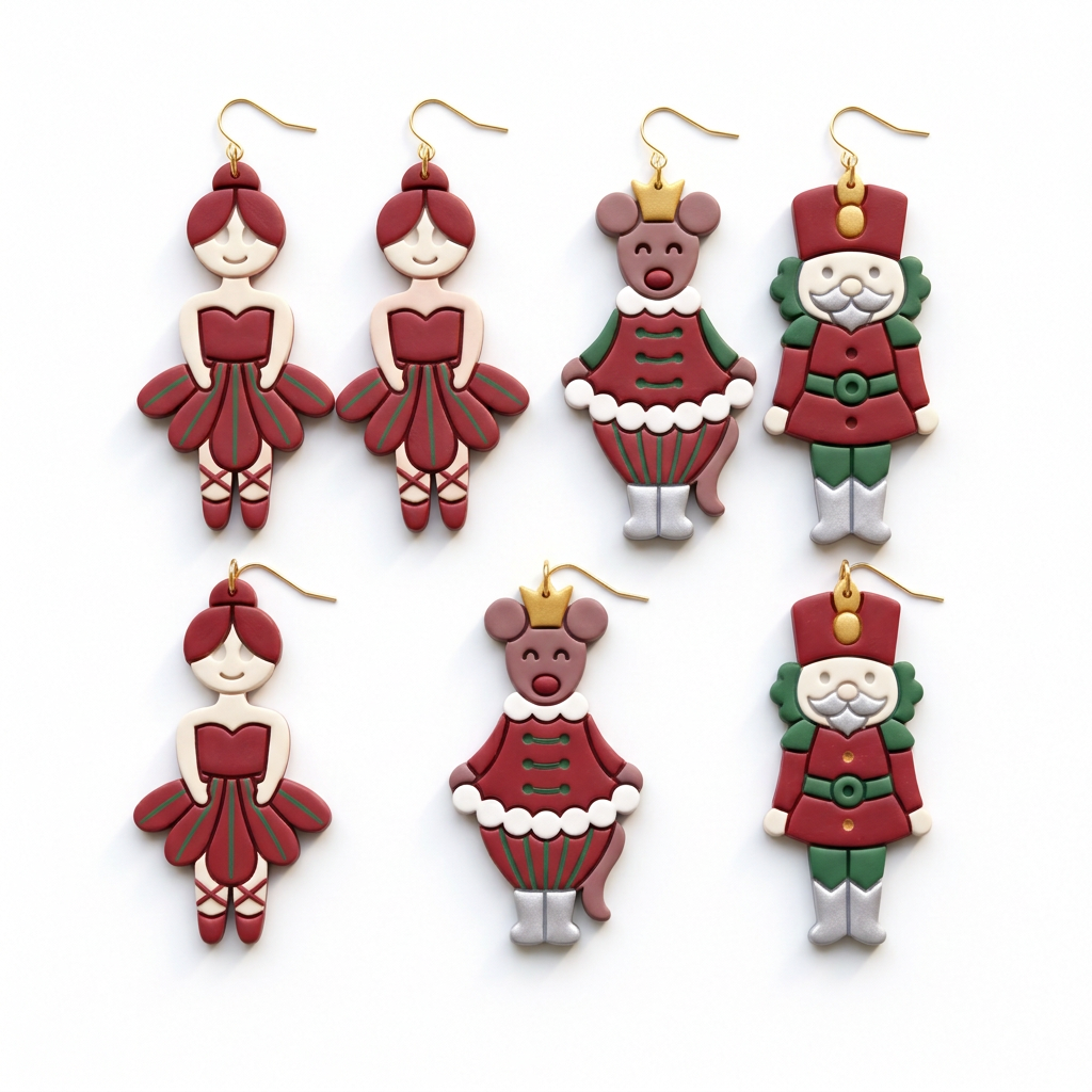 Nutcracker Ballet Set of 3 Polymer Clay Cutter | Christmas Earring Tool